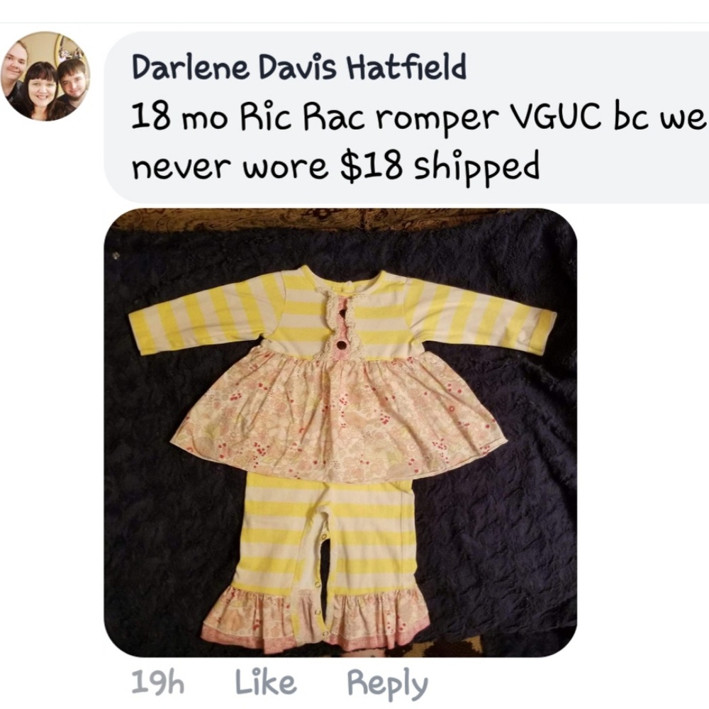 Ric Rac one PC romper. 18 months